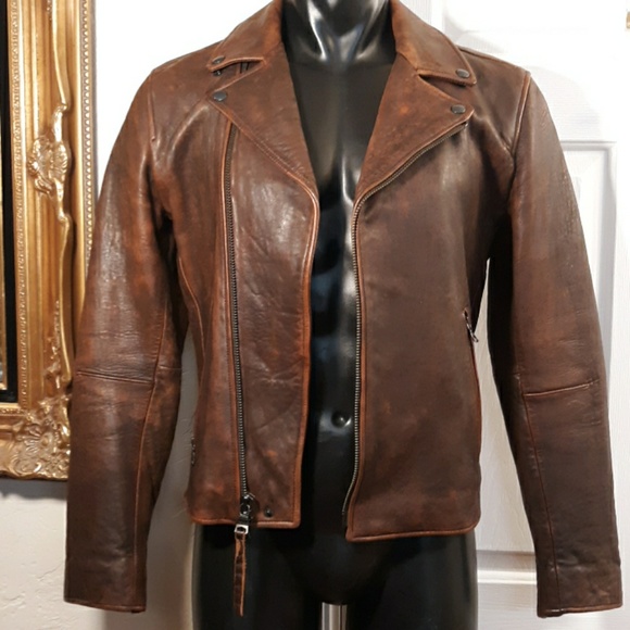 Banana Republic Other - Banana Republic Brown Leather Bomber Moto Jacket